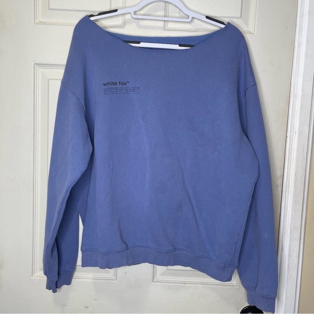 White Fox Purple Off The Shoulder Pullover Crewneck Sz M